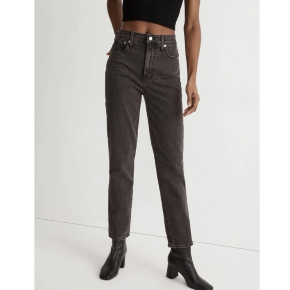 Madewell Perfect Vintage Jean Size 32 Black Grey Wash Straight Leg High Rise